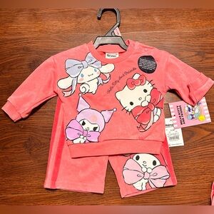 0-3M Hello Kitty Pink Girls' Pajama Set with Character Bows